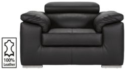 Hygena - Valencia - Leather Chair - Black